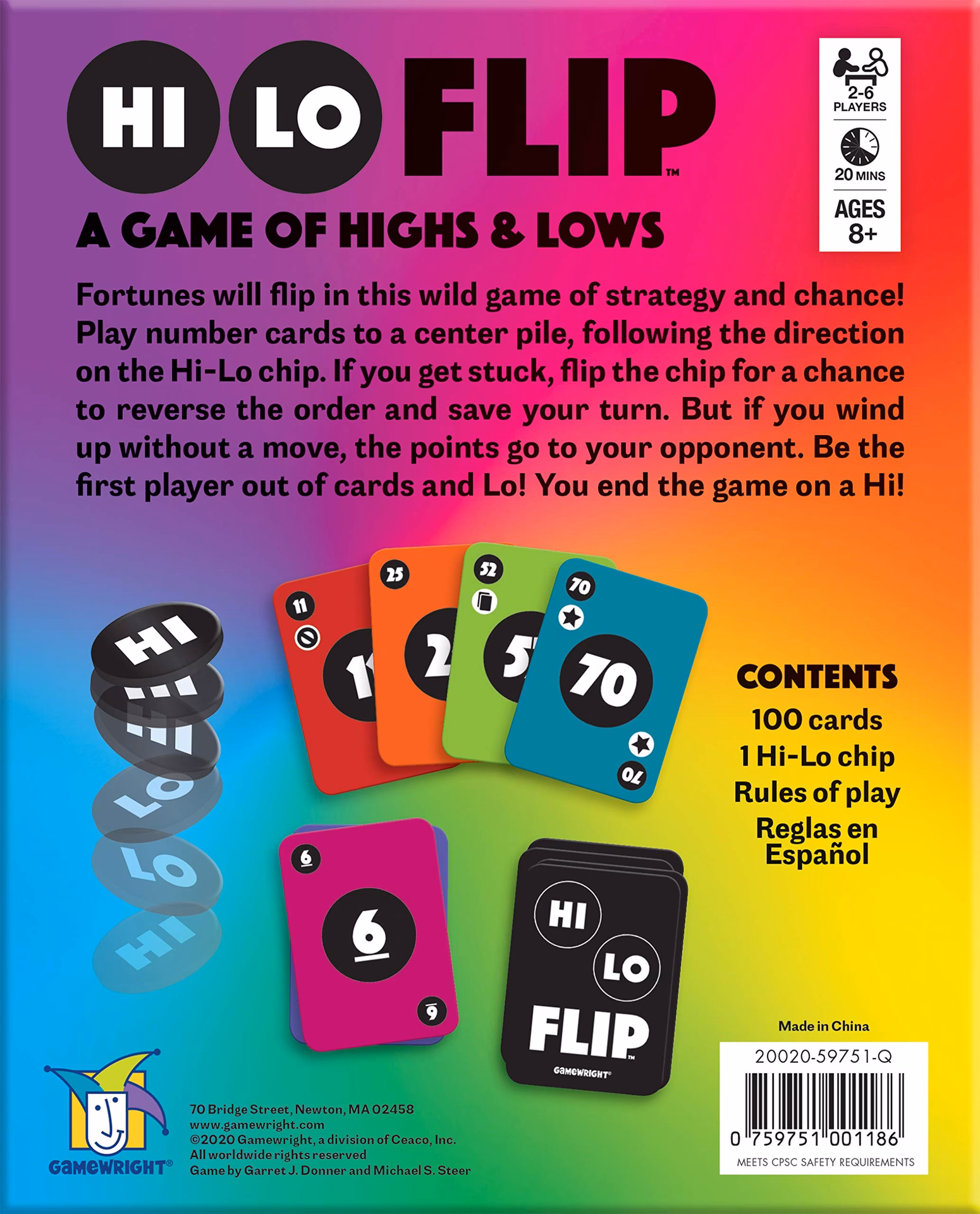 What are the odds of winning a high low card game?