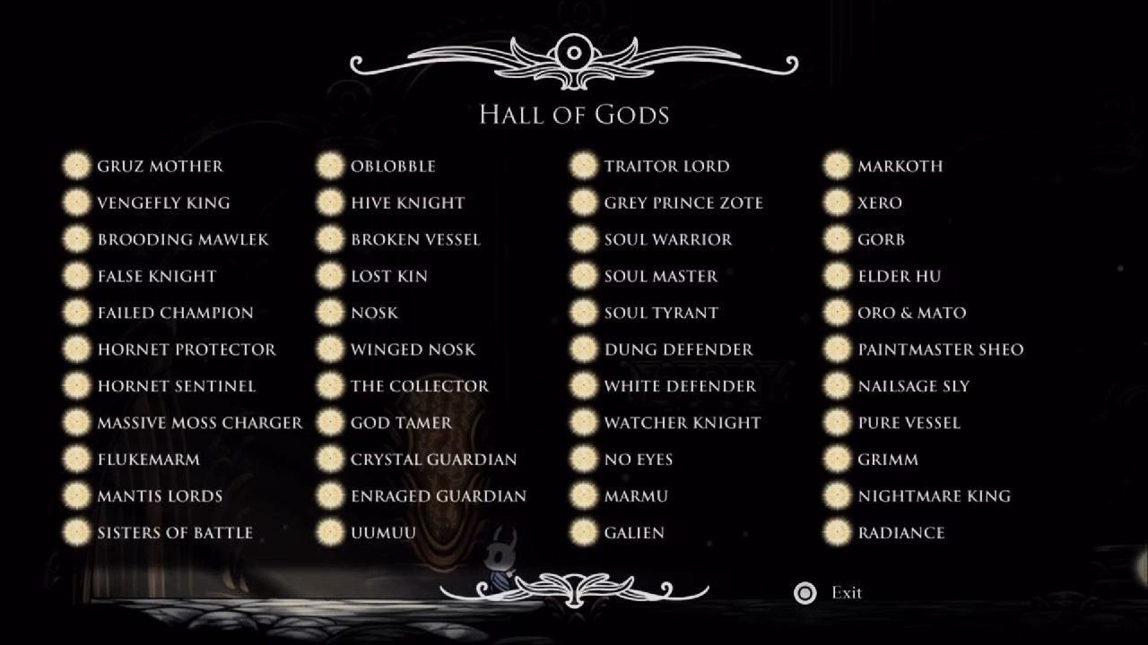 Can radiance & Hollow Knight be fought in the Hall of gods?