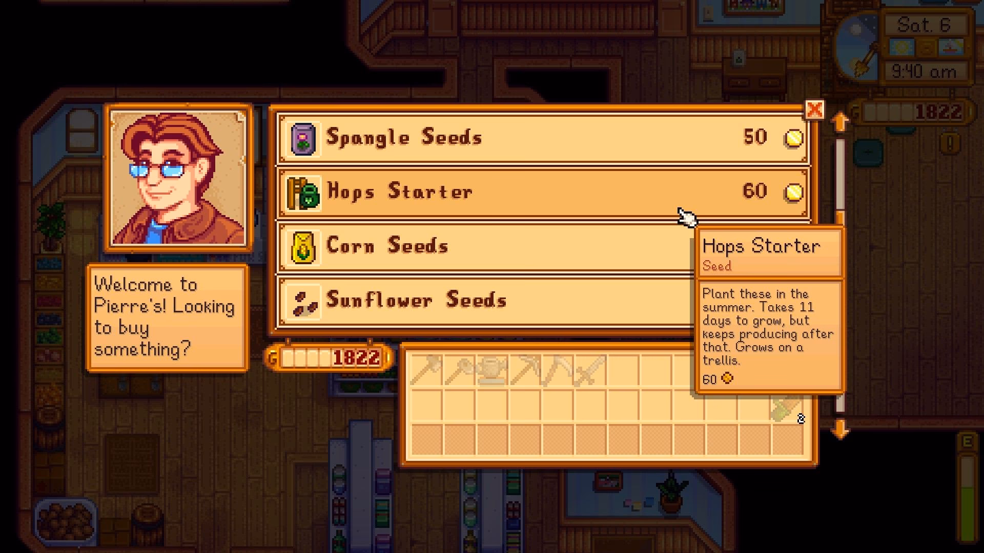 How long does it take to grow hops in Stardew Valley?