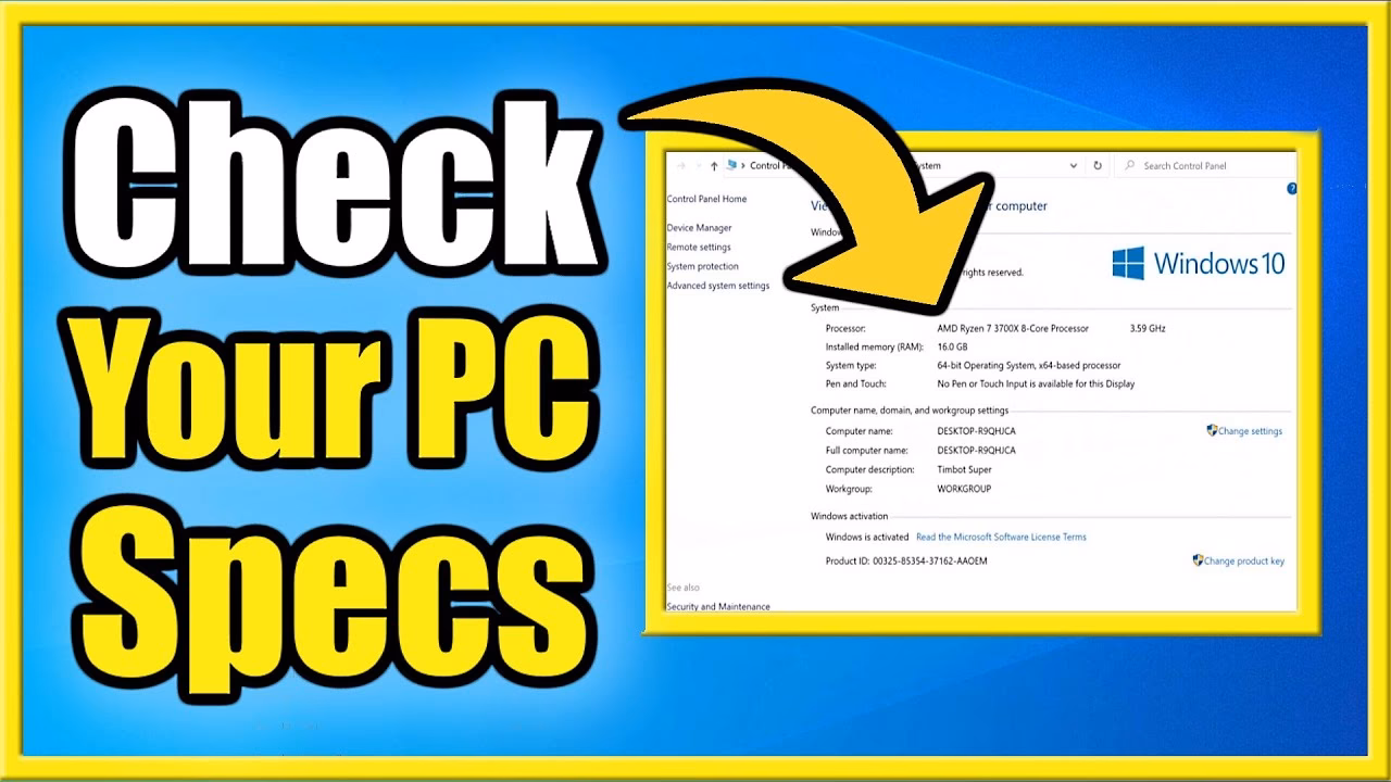 How do I Check my high-level computer specs?