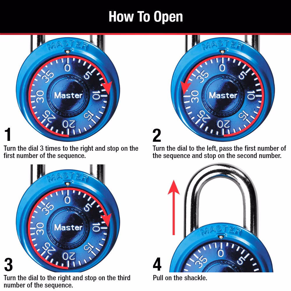 How do you unlock a combination lock?