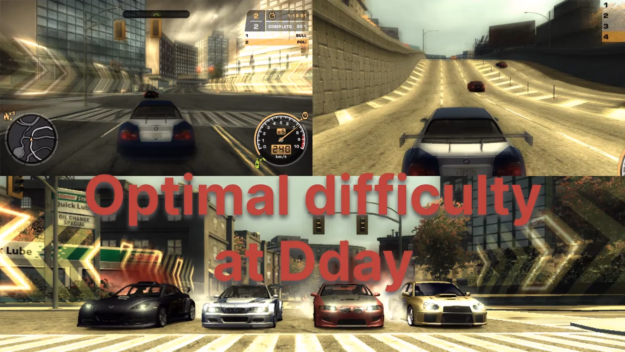 How do I change difficulty in need for speed (2005)?