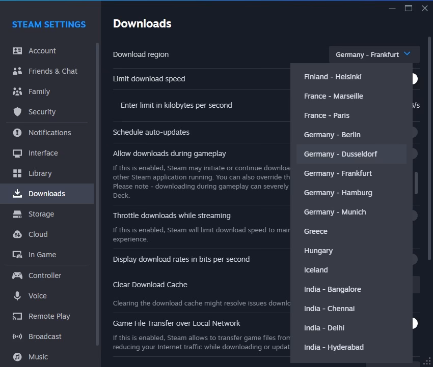 How do I change my country on Steam?
