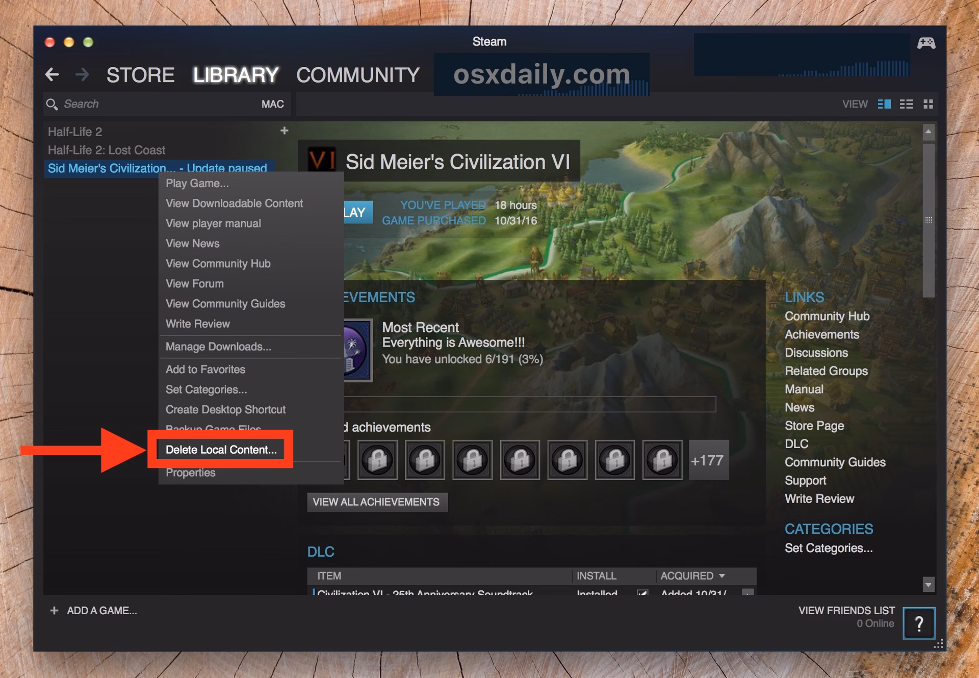 How do I uninstall a steam game on Linux?
