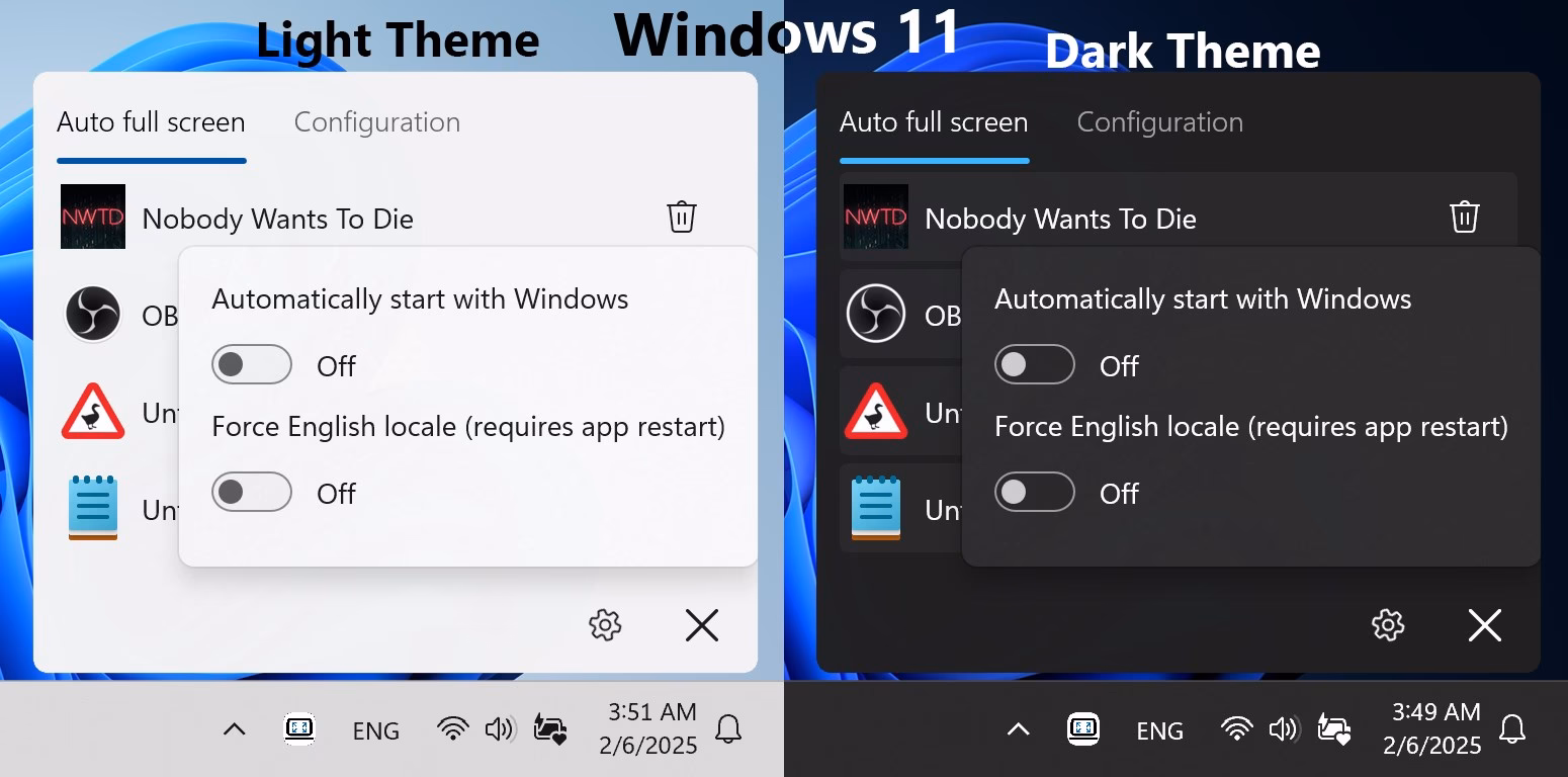 How do I force a program to open in a full-screen window?