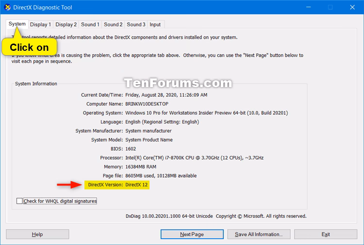 How do I know if my Windows 10 is DirectX?