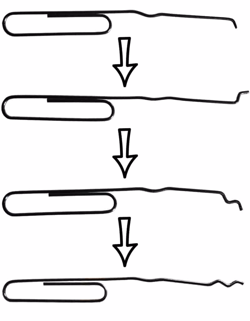 How do you pick a lock with paper clips?