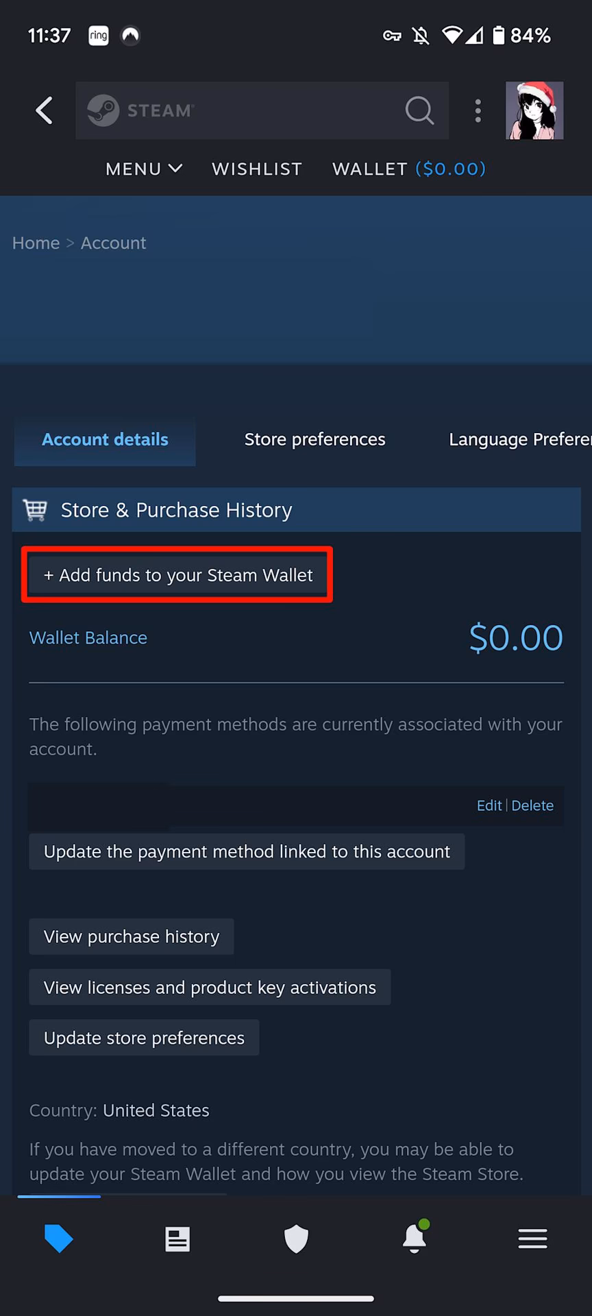 How do I redeem Steam codes on mobile?