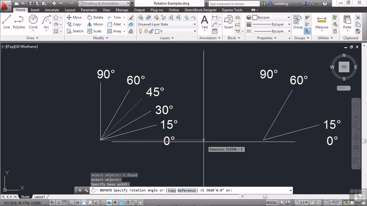 How to rotate an object in AutoCAD?