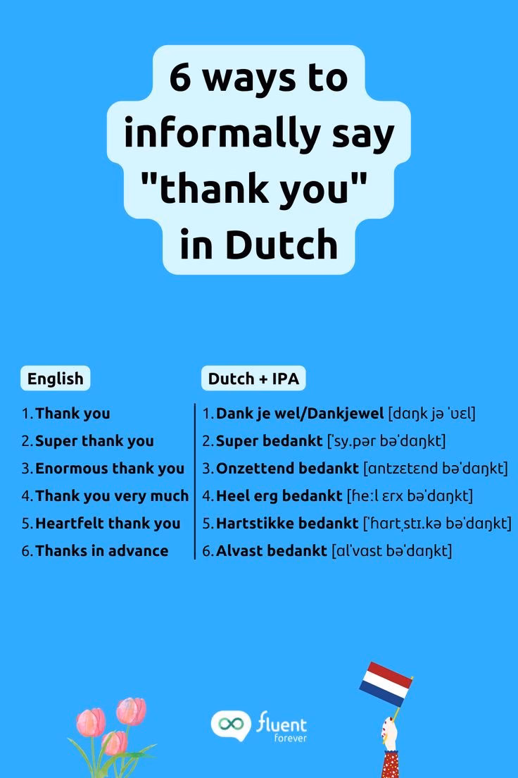 How do you say thank you in a Dutch email?