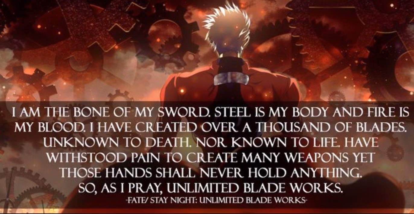 What can be substituted for 'I am the bone of my sword'?