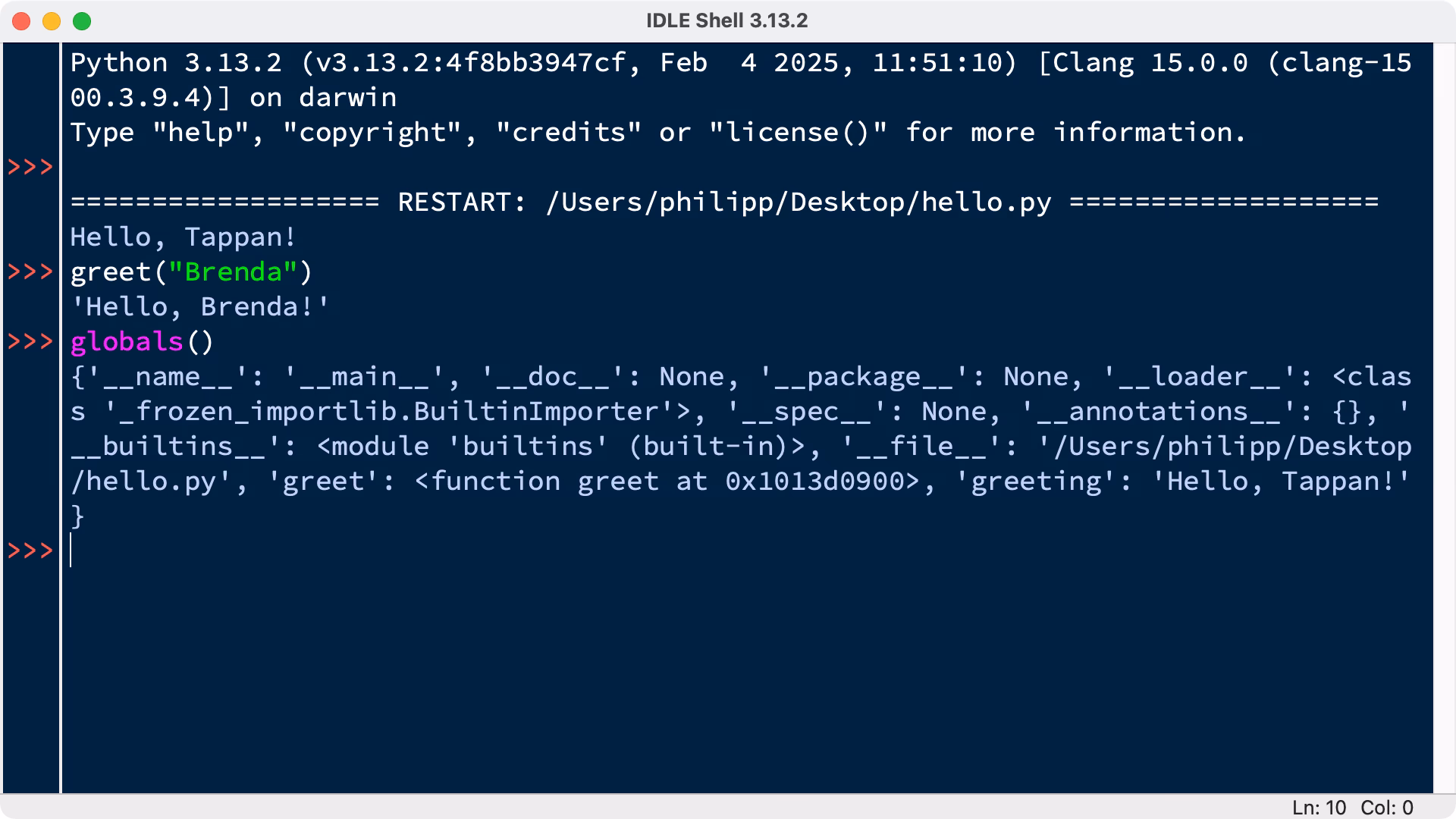 How do I start an idle interactive shell?
