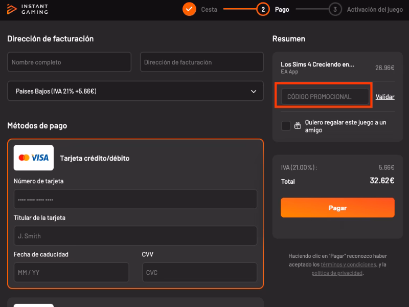 ¿Cómo pagar con Instant Gaming?