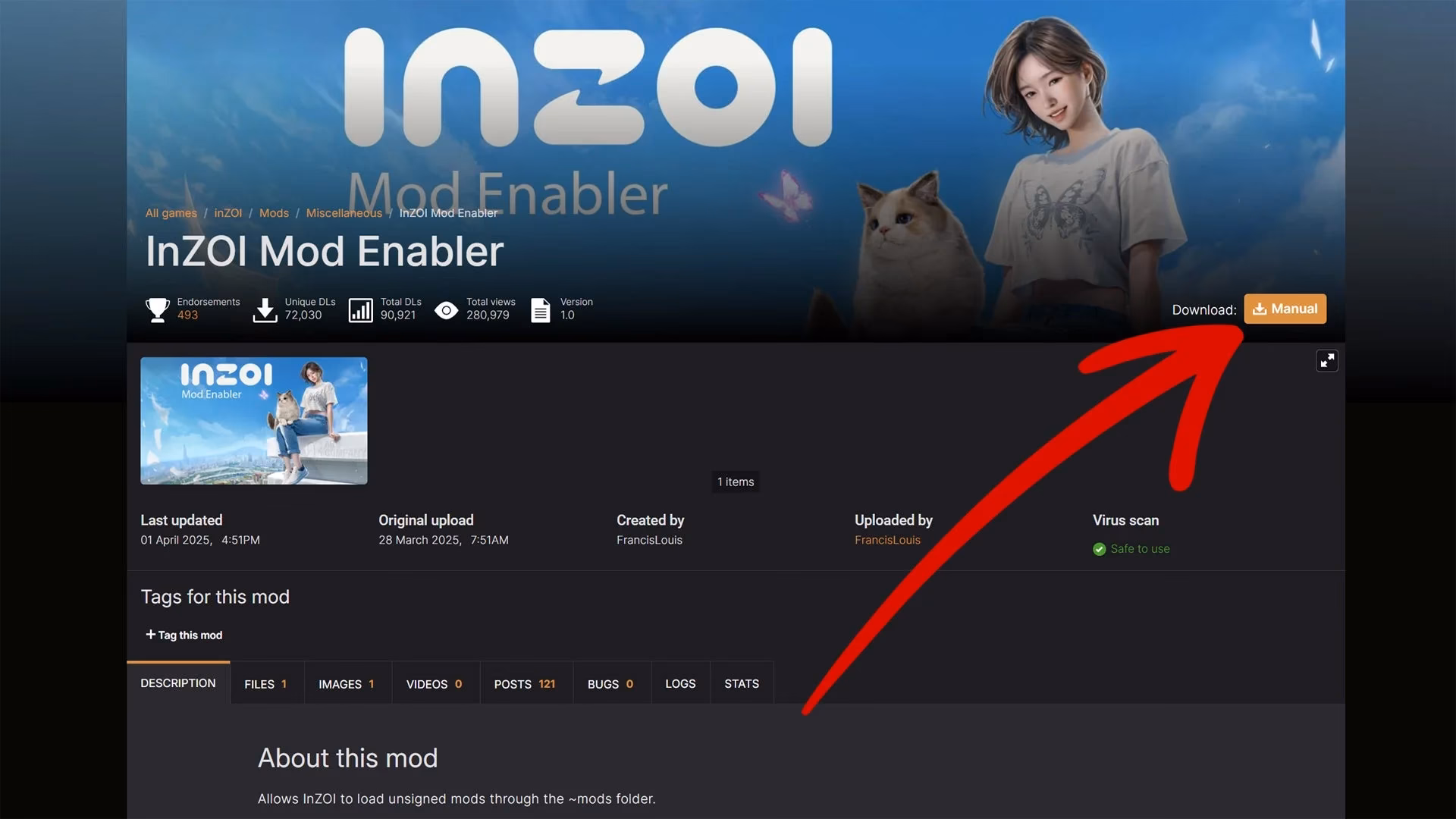 How do I manage mods in inzoi?