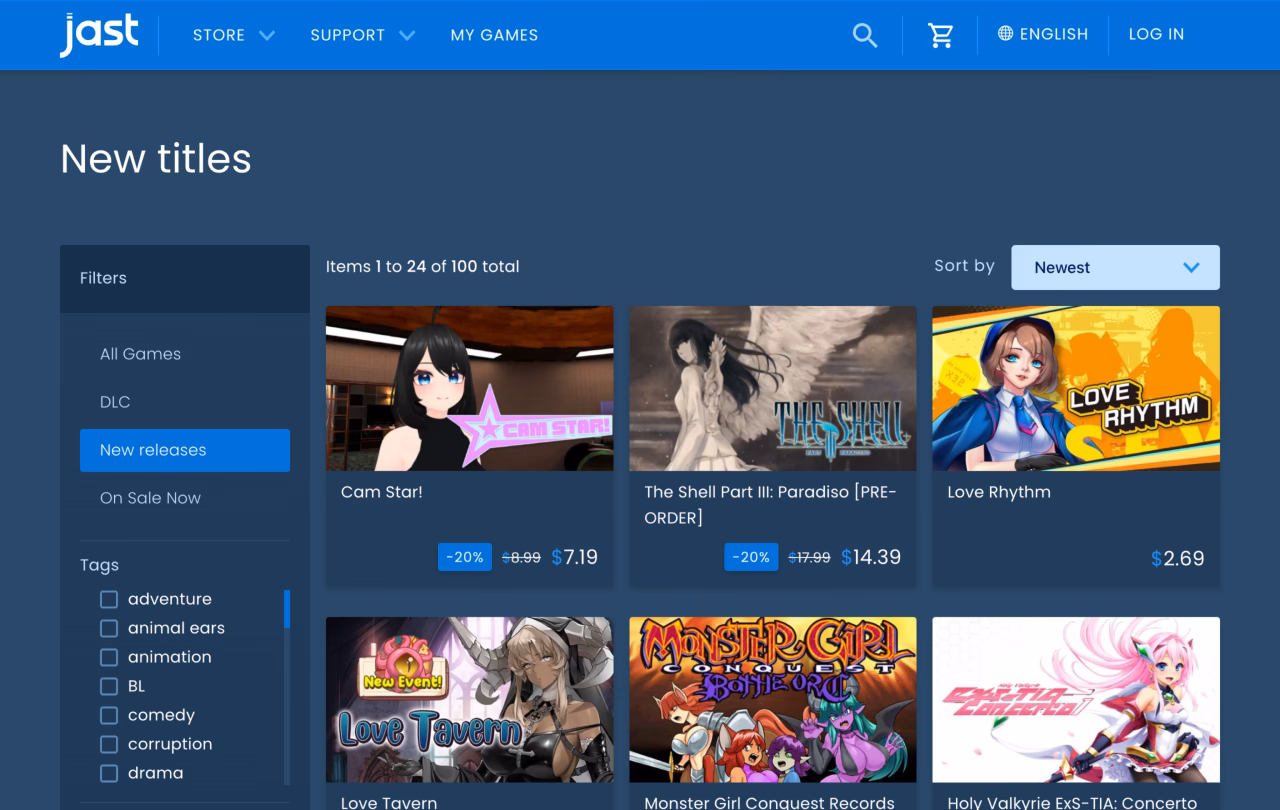 Is JAST a licensor of eroge games?