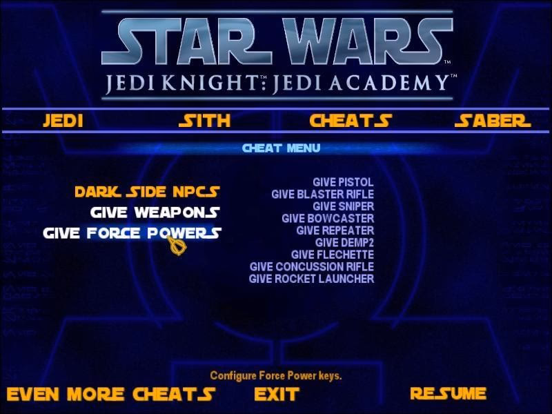 How can I cheat in Jedi Knight 2?