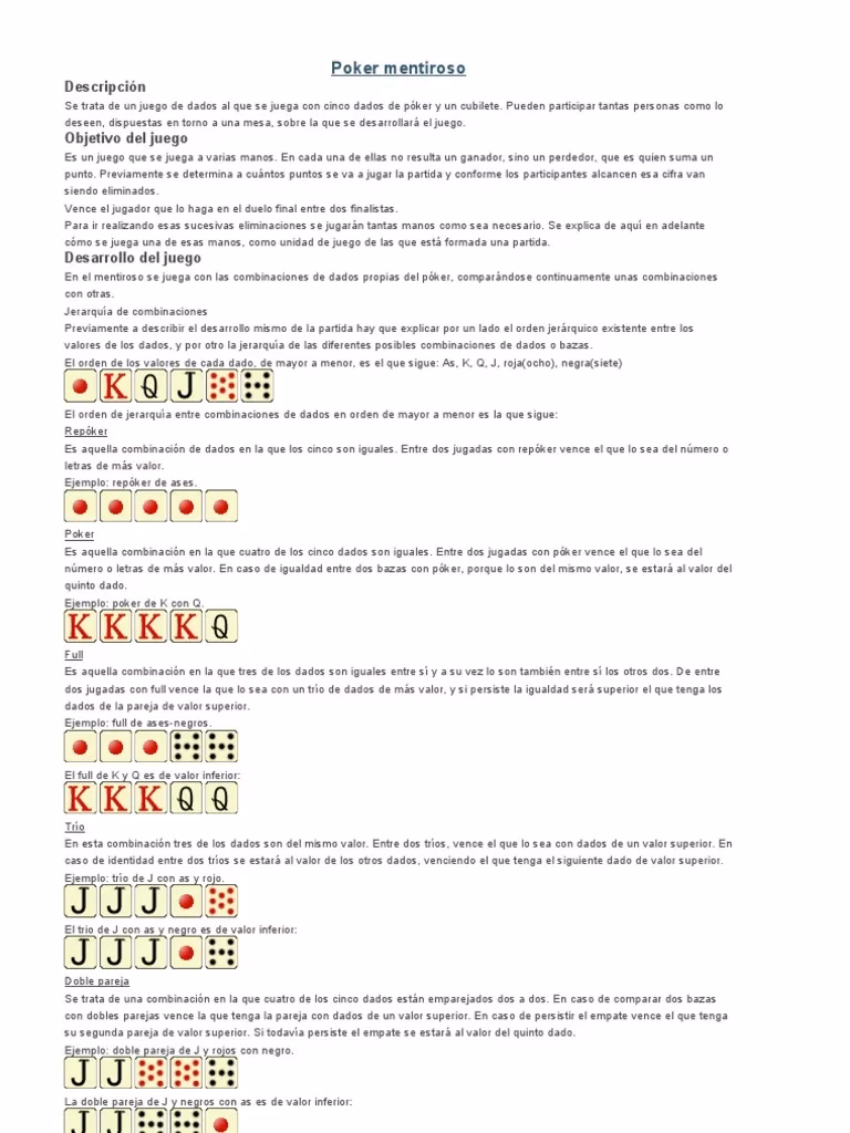 ¿Cuántas caras tienen los dados de Poker?