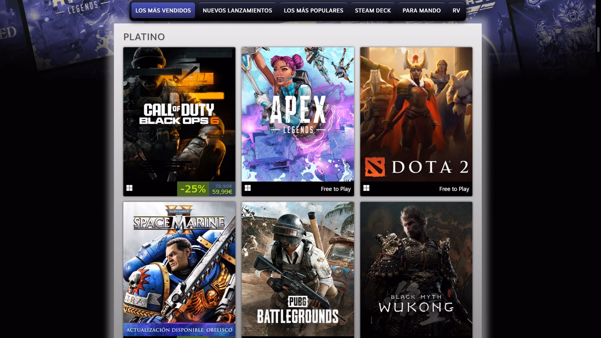 ¿Cuáles son los títulos más jugados en Steam Deck?