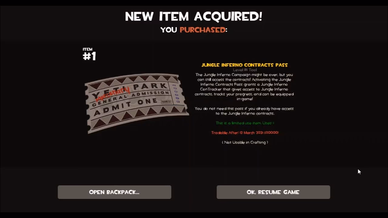 What is a Jungle Inferno contracker pass?