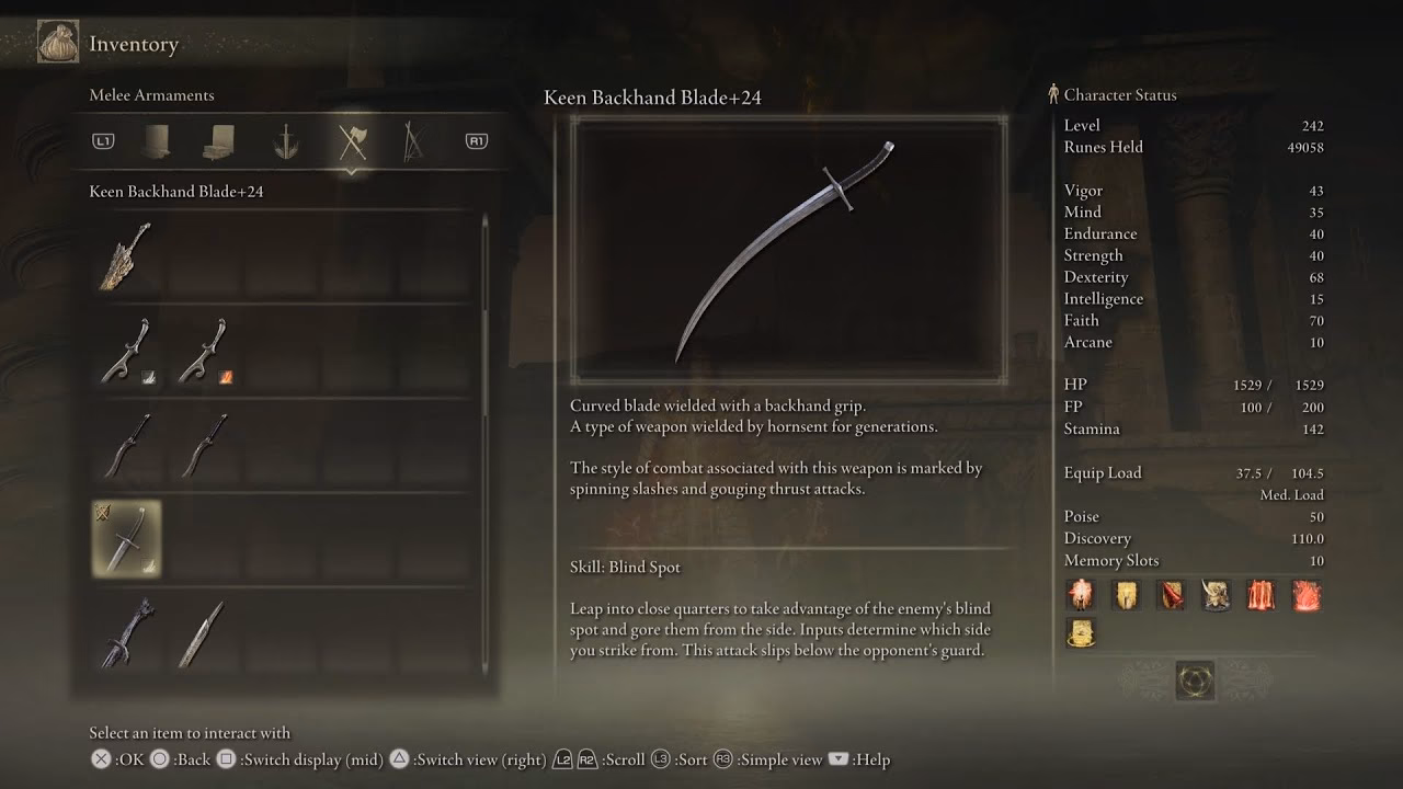What is the backhand blade build?