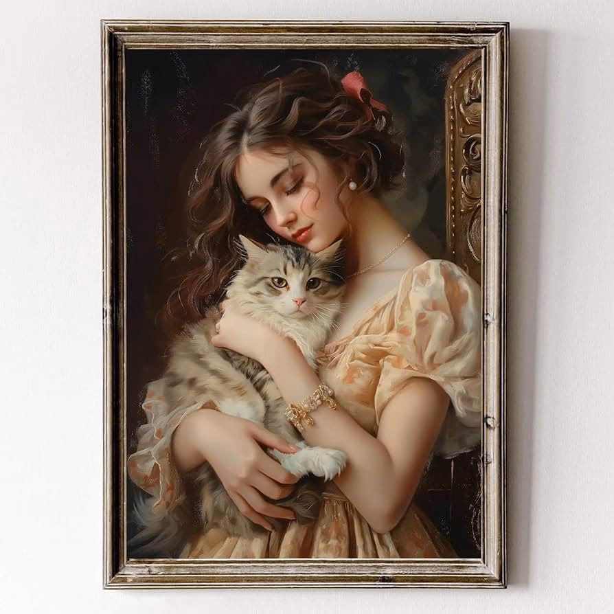 Who is woman with a cat?