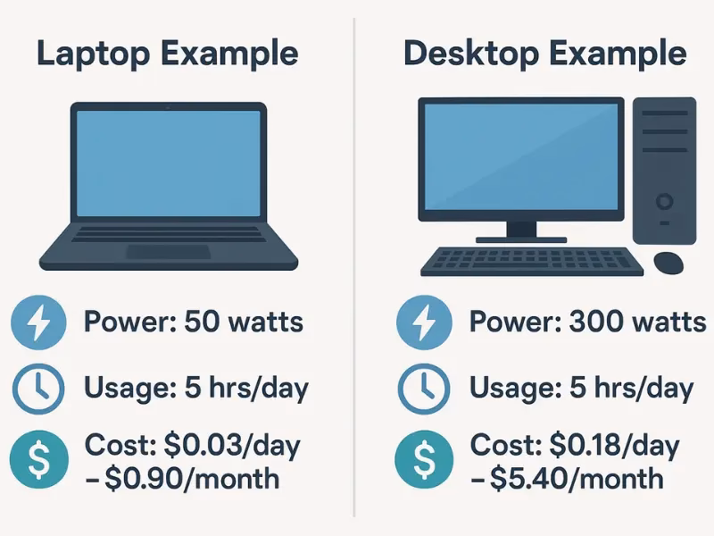 How many Watts Does a laptop use a day?