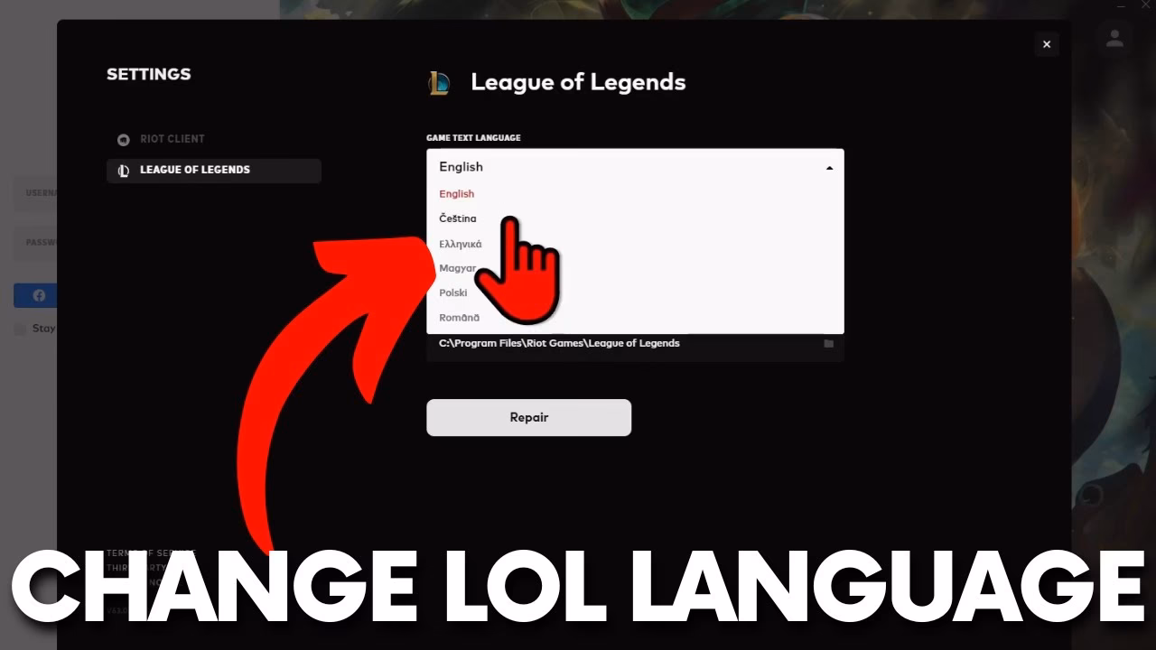 How do I change the language in League of Legends?