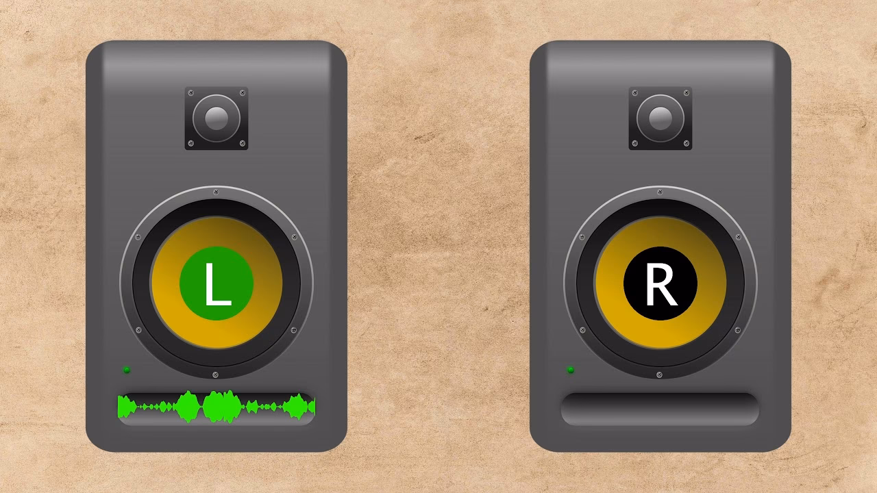 What is a left right sound test for speakers?
