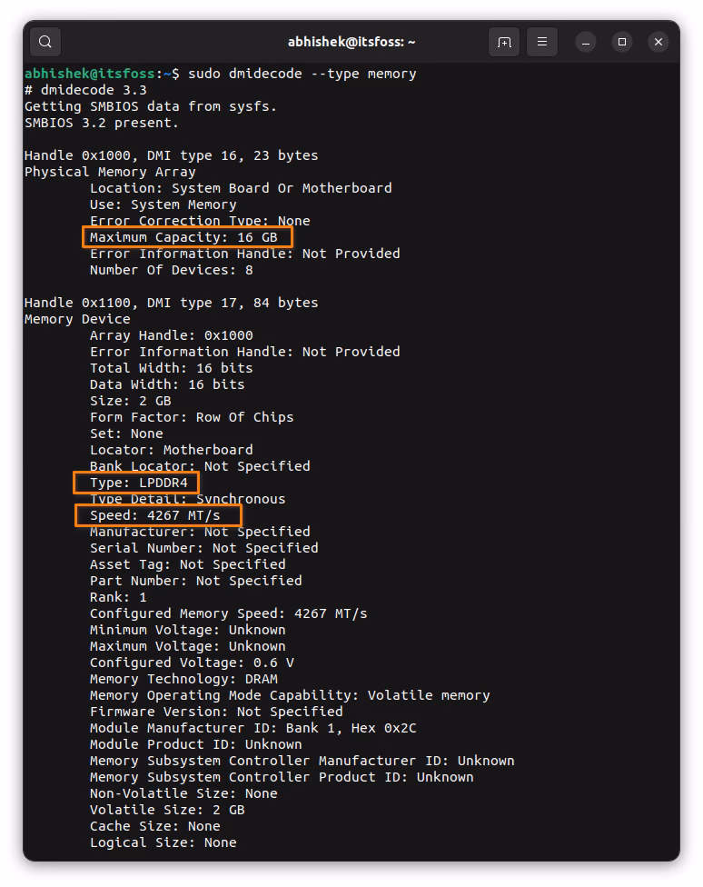 How to check RAM capacity in Linux?