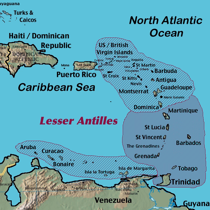 What is the difference between Greater Antilles and Lesser Antilles?