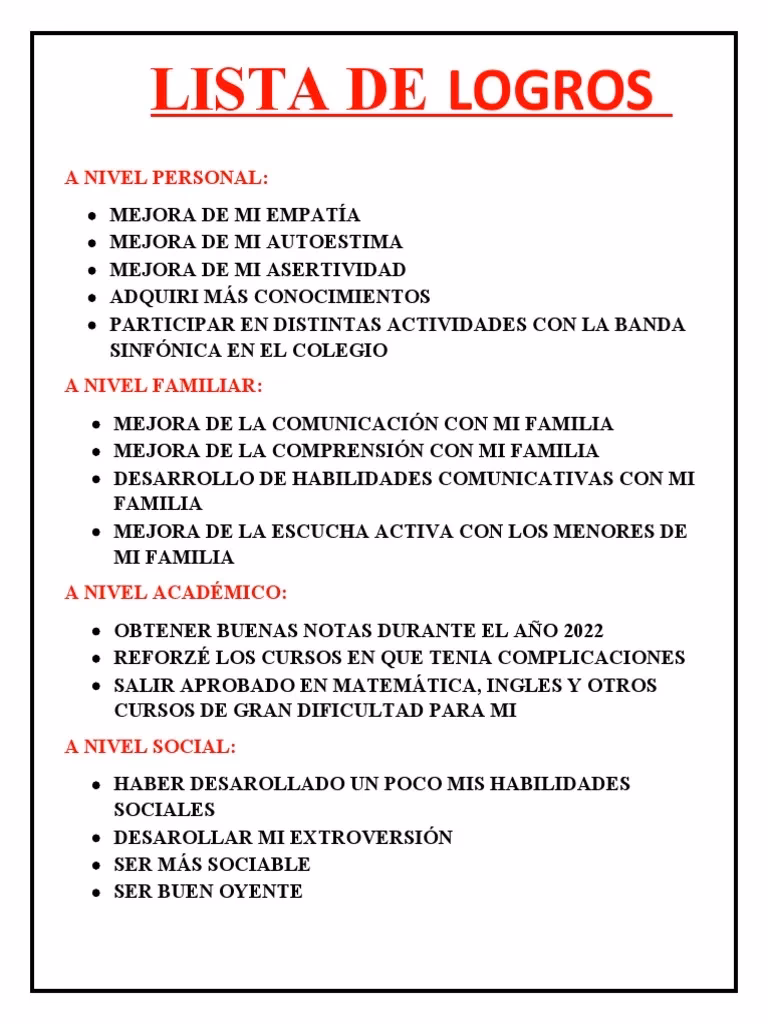 ¿Cuáles son los logros de una persona?