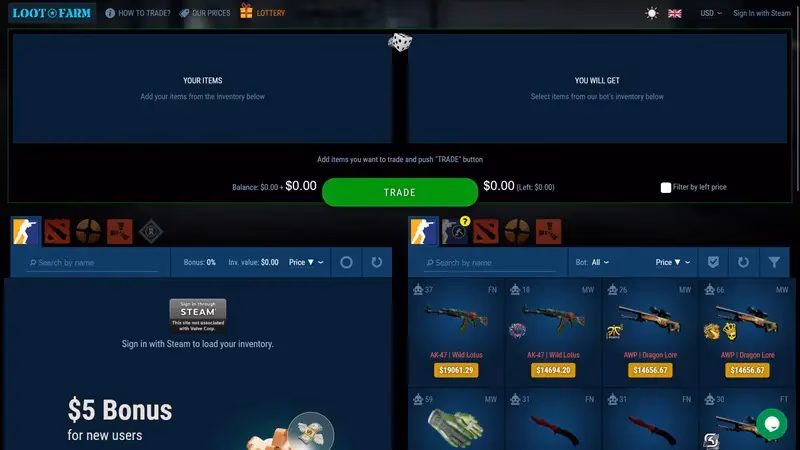 ¿Cómo se establecen los precios del servicio loot.farm?