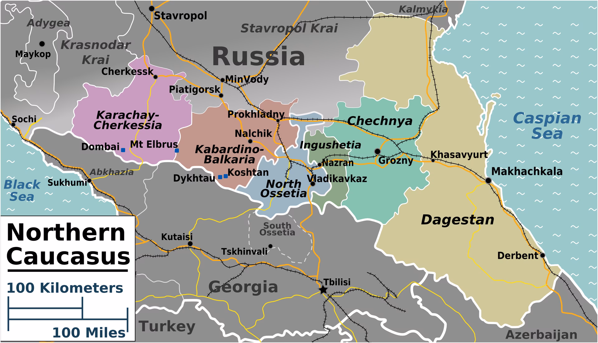 What countries border Dagestan?
