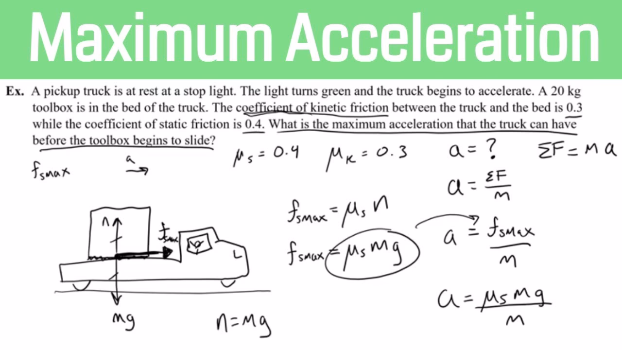 How do you calculate maximum acceleration?