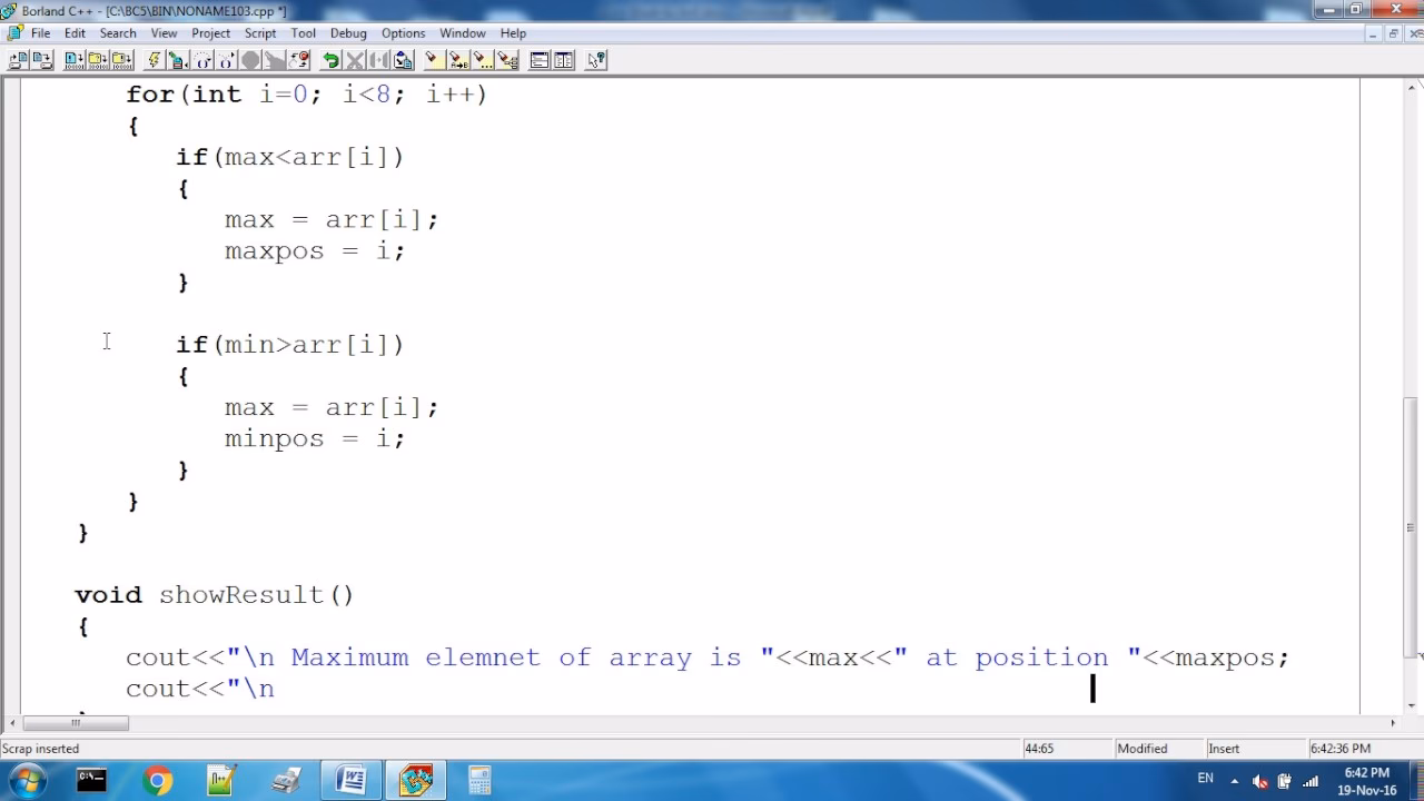 What are the steps to find the max value in an array in C++?