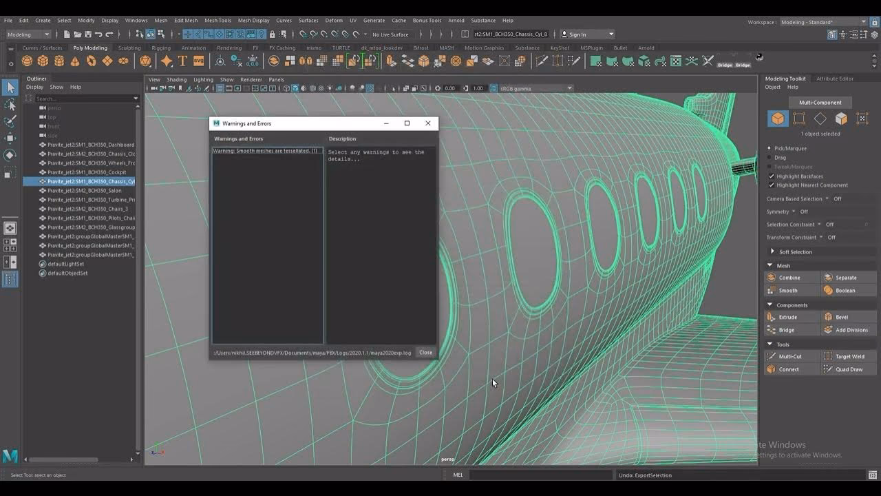 How do I export a smooth mesh previewed model to FBX?