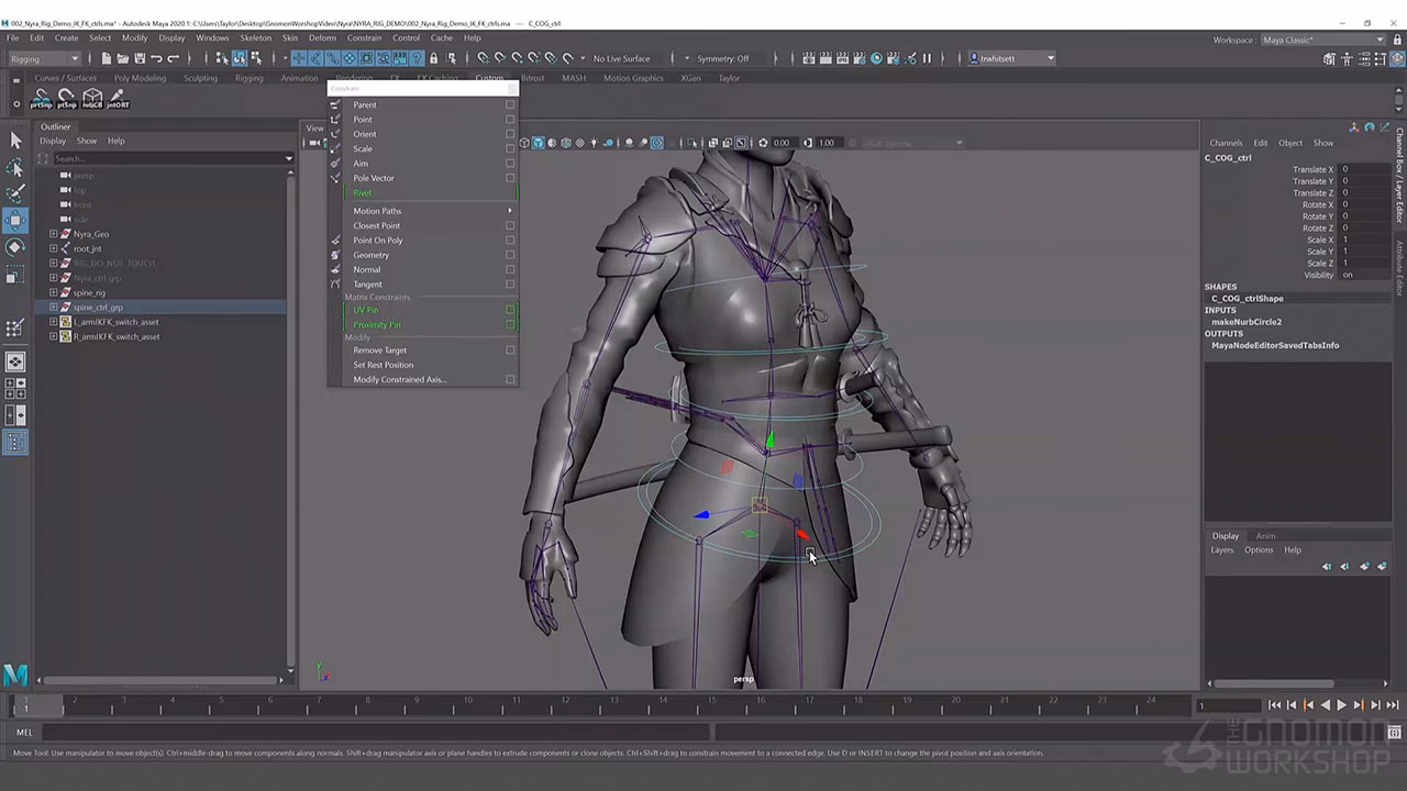 How do I create a character rig in Maya?