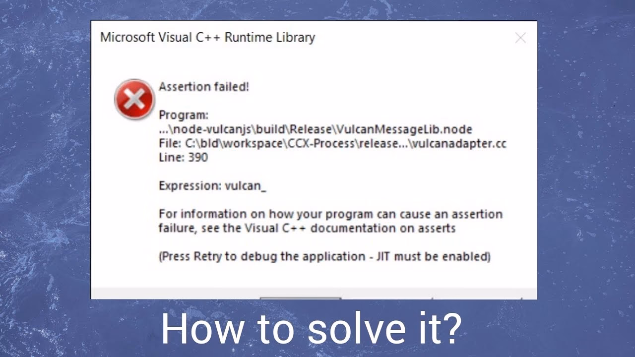 What does Microsoft Visual C++ runtime library error mean?