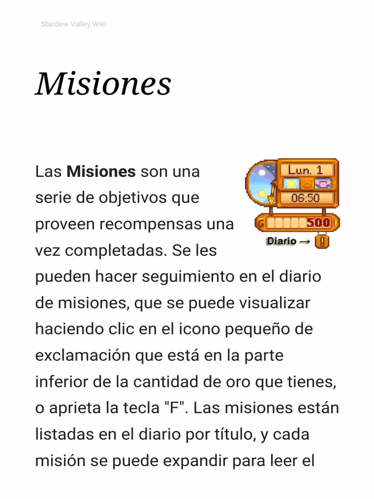 ¿Cuáles son las misiones de Stardew Valley?