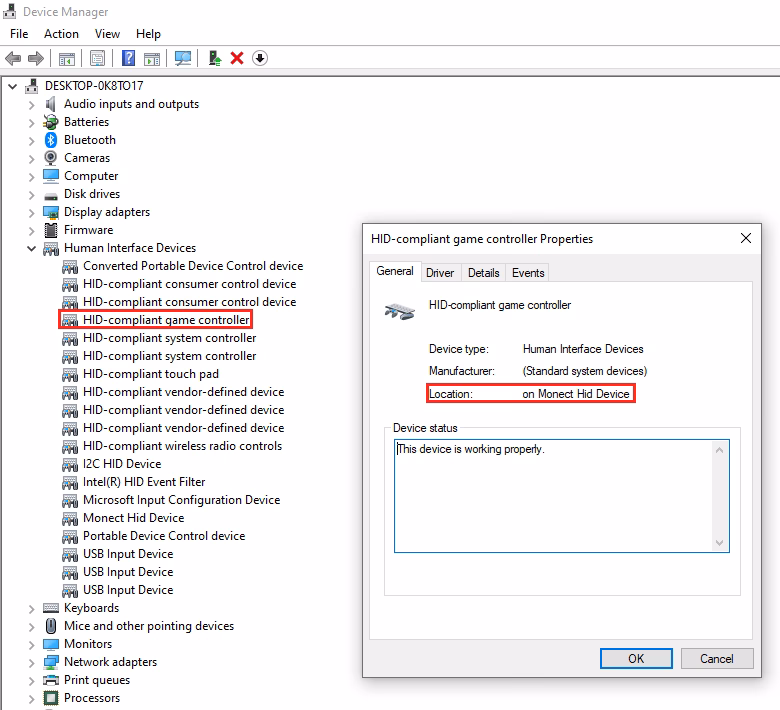 How to remove monect HID device?