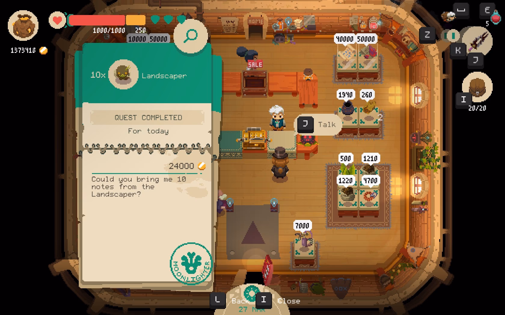 What is the inventory in Moonlighter?