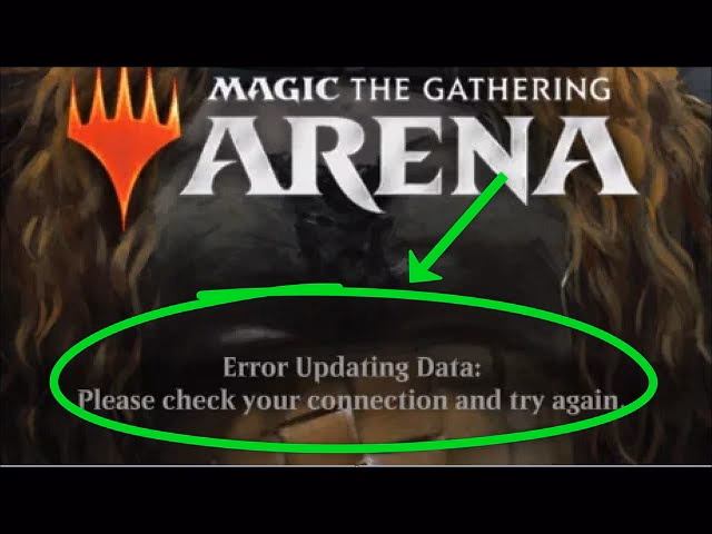 Why is MTG Arena error updating data on my PC screen?