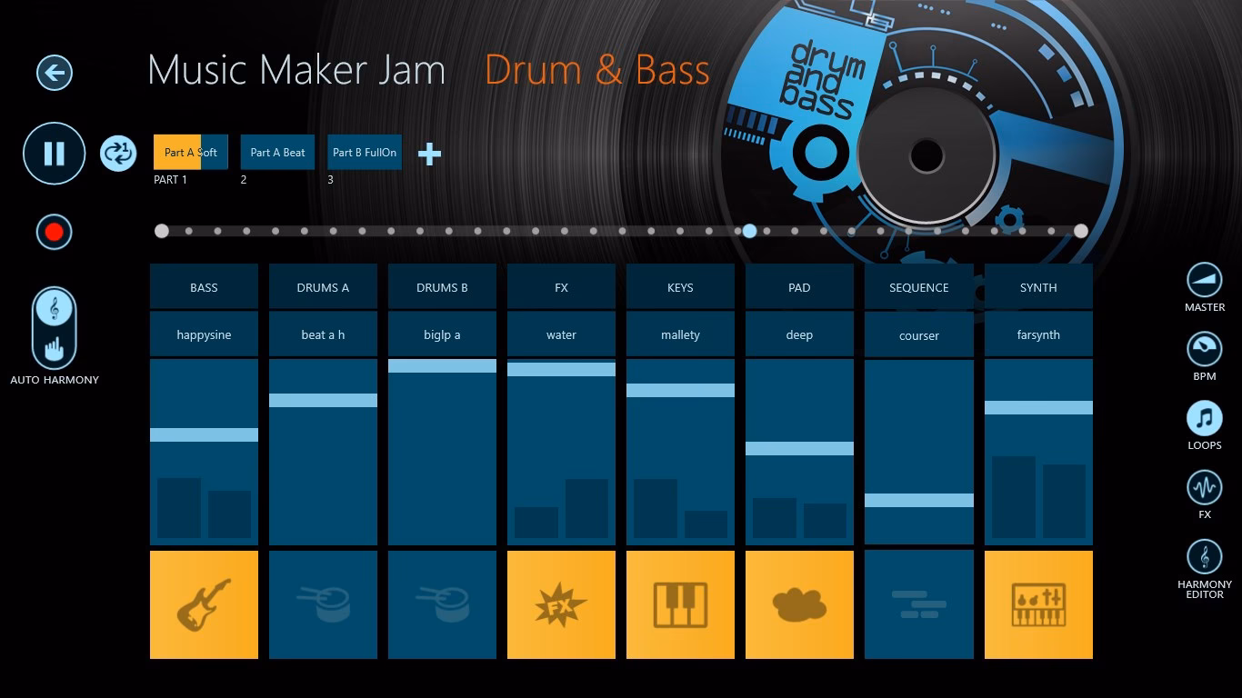 ¿Cuáles son los estilos musicales de Music Maker Jam?