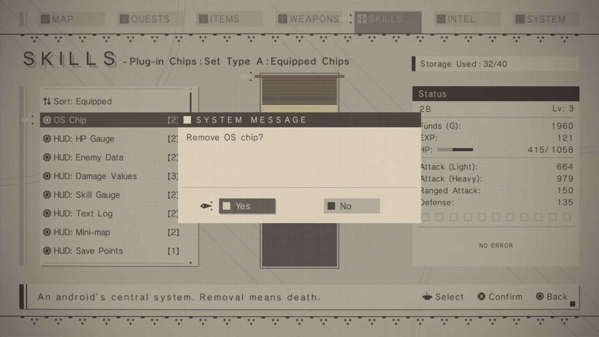 What are system chips in Nier Automata?