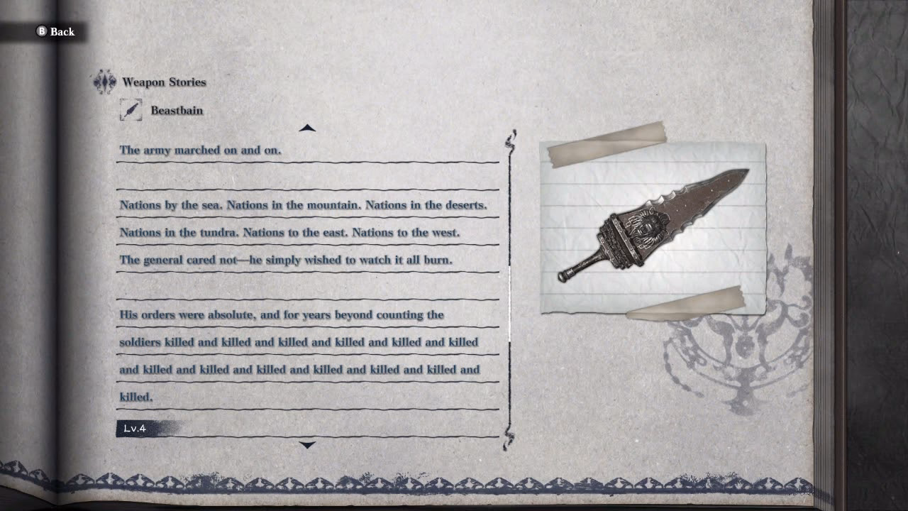 How do Weapon Stories work in Nier Automata?