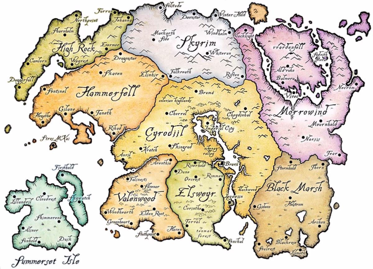 What is the size of the map of Nirn?