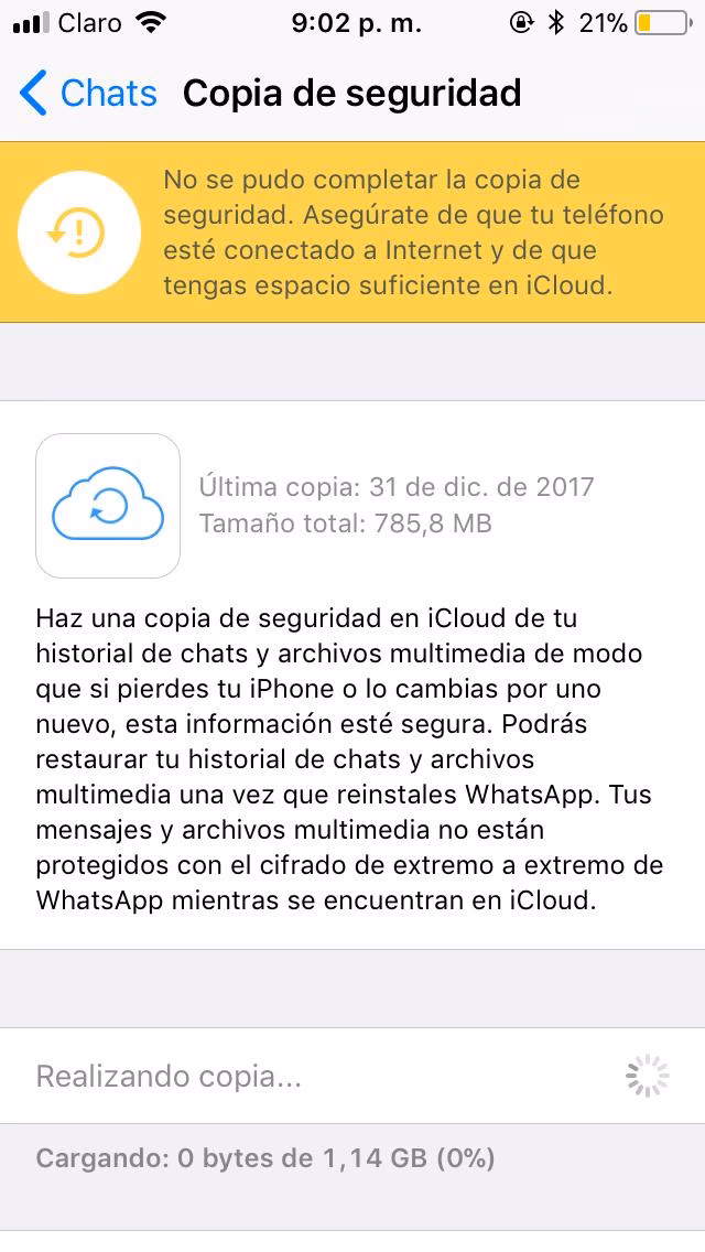 ¿Qué puede impedir la creación de una copia de seguridad del sistema?
