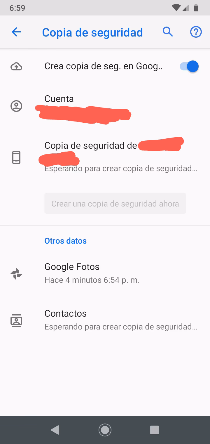 ¿Por qué no puedo hacer copia de seguridad?