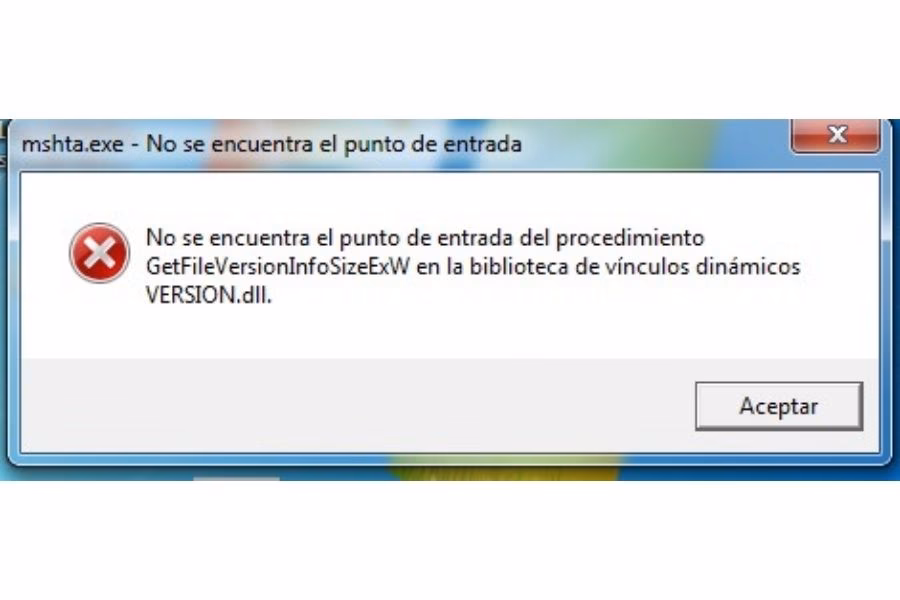 ¿Cómo solucionar el error no se encuentra el punto de entrada del procedimiento?