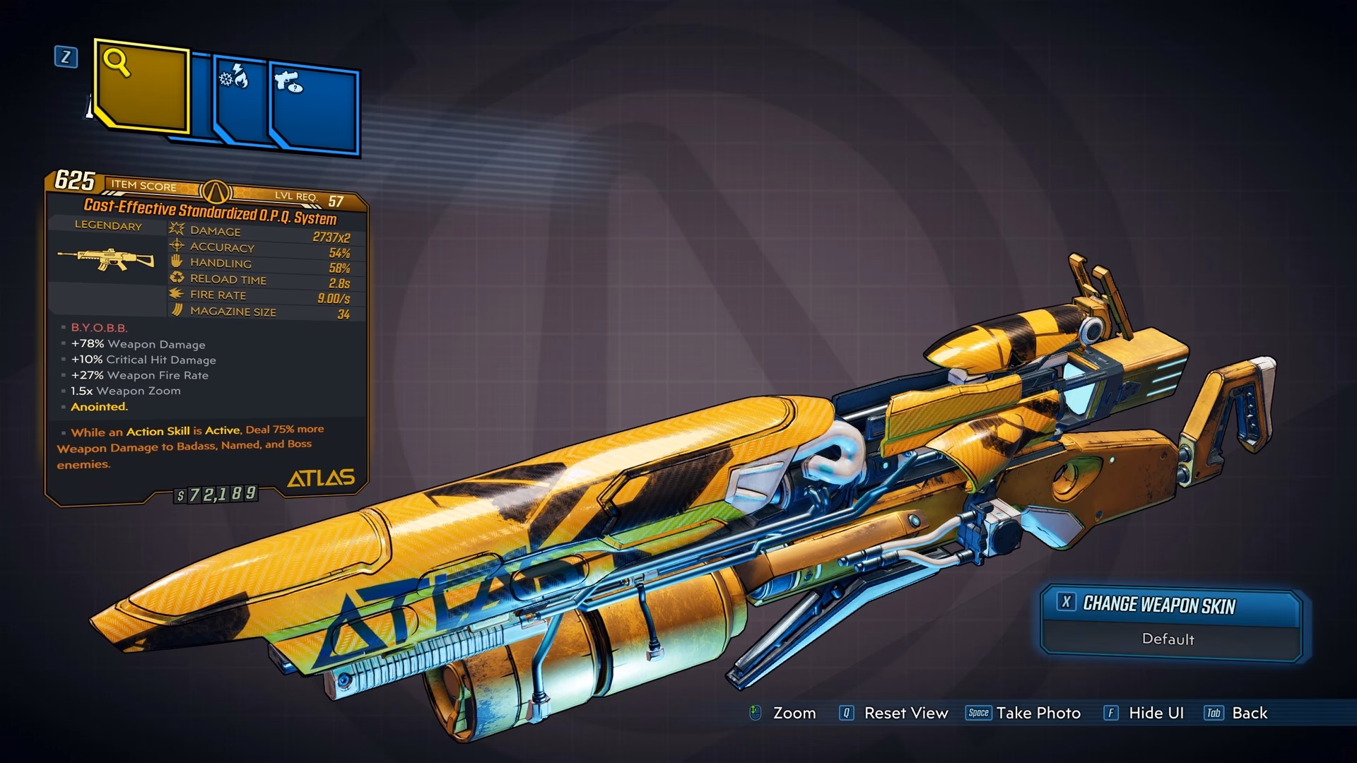What is the legendary assault rifle OPQ system?